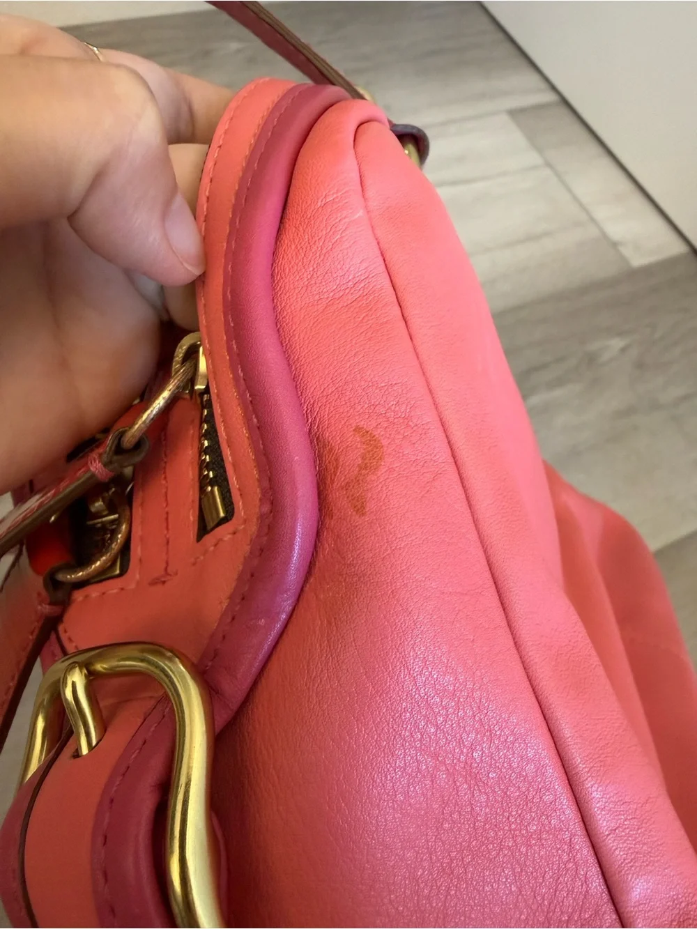 Coach Coral Pink Leather Shoulder Bag